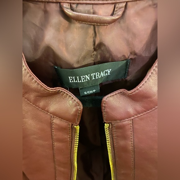 Ellen Tracy Faux Leather Burgundy Jacket - Picture 3 of 5